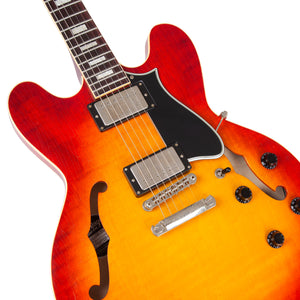 Custom Shop Core Collection H-535 Electric Guitar with Case, Dark Cherry Sunburst, Artisan Aged